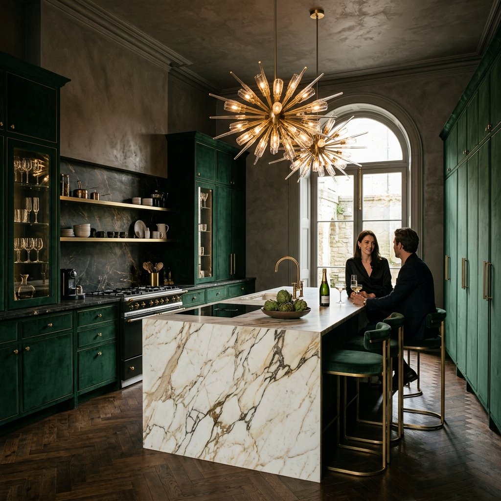 Luxury signature green velvet kitchen